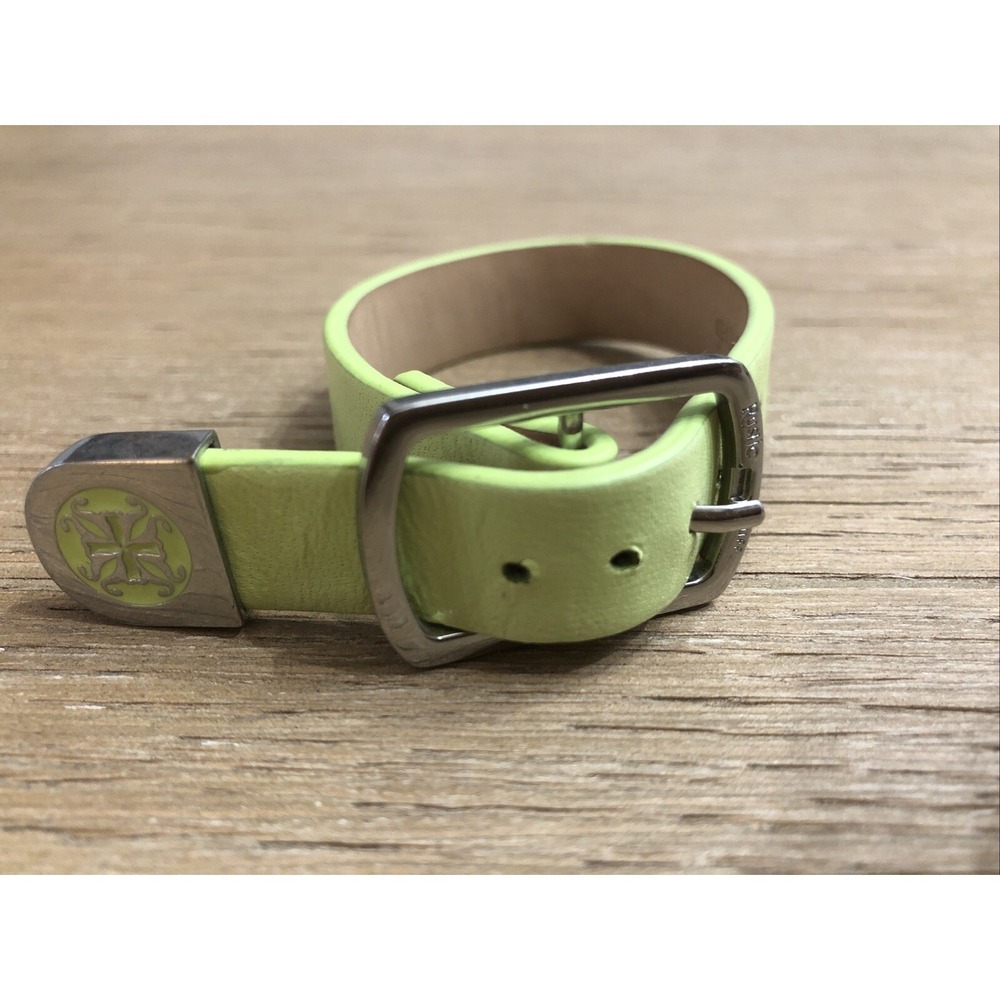 Rustic Cuff Kacy Bracelet Kiwi Green Leather W/ Silver Tone Buckle